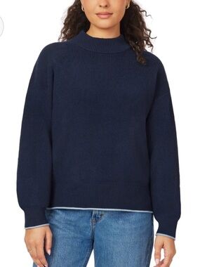 Scotch & Soda Navy Mock Neck Pullover Sweater